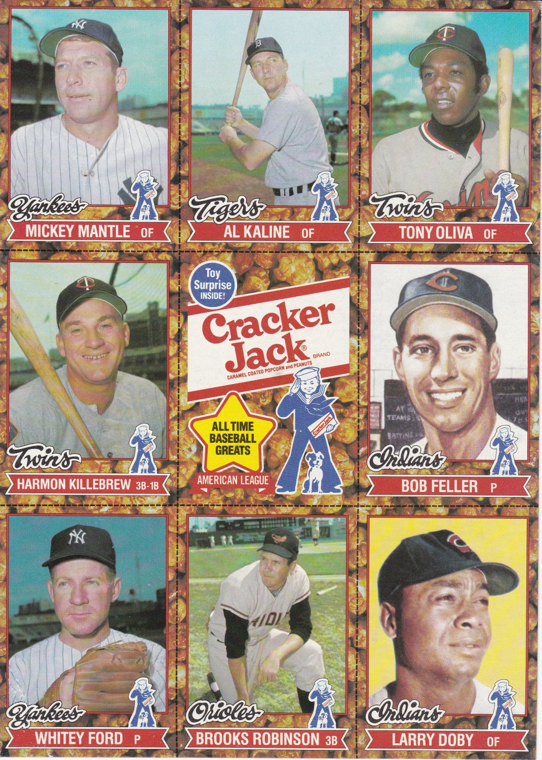 1982 Cracker Jack All Time Baseball Greats 16 Cards uncut sheets