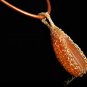 Wire crocheted gold color copper agate natural stone pendant necklace #12001 - Free Shipping!