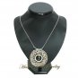 Wire Crochet with blue color crystals pendant necklace #12002 - Free Shipping!