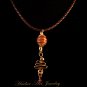 Handmade Wire Wrap Bead Pendant Leather Necklace #12003 Gold Color- Free Shipping!