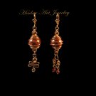 Handmade Wire Wrap Bead Pendant Earrings #12004 Gold color  - Free Shipping!