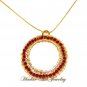 Wire Crochet Czech Crystals Pendant Necklace #12005 Gold color - Free Shipping!
