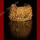 Wire Crochet with Crystal & Glass Pearl Gold Color Bracelet #12007 - Free shipping.