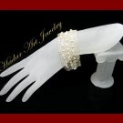 Knitted wire Crystals  & Glass Pearls Silve Color Bracelet #12010 - Free shipping.