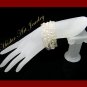Knitted wire Crystals  & Glass Pearls Silve Color Bracelet #12010 - Free shipping.