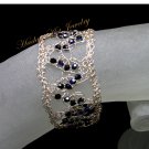 Artisan Knitted wire Navy color Czech Crystals Bracelet #12012 - Free shipping.