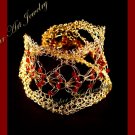 Artisan Wire Crochet Bordo Color Czech Crystals Bracelet #12013 - Free shipping.