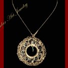 Wire Crocheted blue color crystal pendant necklace #12016 - Free shipping.