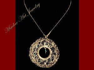 Wire Crocheted blue color crystal pendant necklace #12016 - Free shipping.