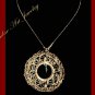 Wire Crocheted blue color crystal pendant necklace #12016 - Free shipping.