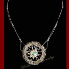 Knitted Wire Crocheted crystal sparkle silver color necklace #12017 Silver color - Free shipping.