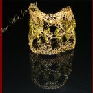 Knitted Wire Crochet Green Crystals Bracelet #12021 Gold color-Free shipping.