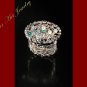 Wire Crochet Silver Color Crystals and Glass Pearls Ring #12024 -Free shipping.