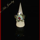Handmade Blooming Flower Crystal Ring #12025 red blue color - Free shipping.
