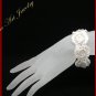 Knitted Wire Crocheted Lace Blossom Silver White Color Bracelet #12027 - Free shipping.