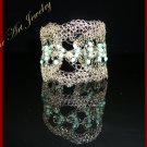 Knitted Wire Crochet Turquoise Color Beads Bracelet 12028# - Free shipping.