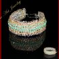 Wire Crochet Silver Green color Beads Reversible Bracelet #12029 - Free shipping.