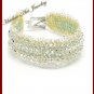 Wire Crochet Silver Green color Beads Reversible Bracelet #12029 - Free shipping.