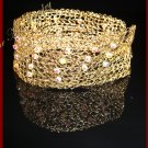 Wire Crocheted Crystals Gold Color Bracelet #12031 - Free shipping.