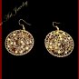 Wire crochet crystals gold and red color earring pendant set #12032 - Free shipping.