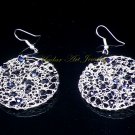 Wire crochet navy color crystals earring pendant set #12033 - Free shipping