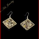 Wire crochet crystal & glass pearls silver color earrings by Designer Jewelry #12034 - Free shipping