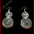 Wire crochet red color crystals beads earrings #12035 Designer Jewelry - Free shipping