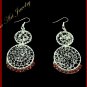 Wire crochet red color crystals beads earrings #12035 Designer Jewelry - Free shipping