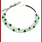 Wire Crochet Leather Necklace with Rose flowers #12036 Free shipping