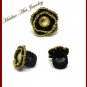 Knitted Wire Crochet Blooming Flower Crystal Ring # 12040 Free shipping