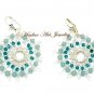 Handmade Wire Crochet Crystals Pendant Earring set #12044 Free shipping
