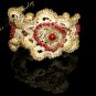 Wire Crochet Lace Glass Pearls Blossom Bracelet #12045 Free shipping