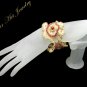 Wire Crochet Lace Glass Pearls Blossom Bracelet #12045 Free shipping
