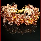 Bronze Brown Crystals & Beads Blossom Bracelet #12046 Free shipping