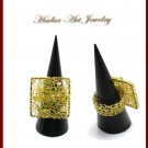 Wire Crochet Crystals / Glass Pearls Ring #12051  Free shipping