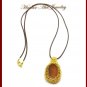 Wire Crocheted Natural Stone Pendant Leather Necklace #12059 Free shipping