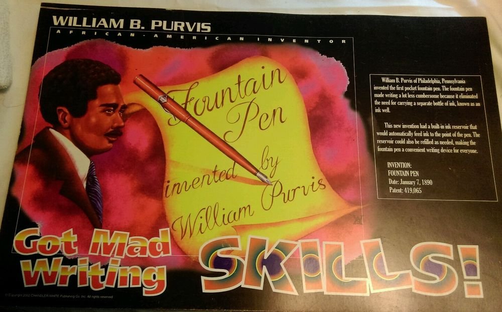 African American inventor poster William B. Purvis invention Fountain Pen