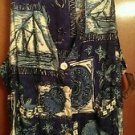 Women's WE BE-BOP NWT wearable art geometric blue and white print vest/blouse 3X