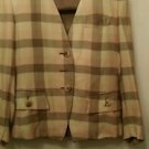 Womens Kasper A.S.L. Cream colored plaid  2 pc skirt suit Petitte size 4