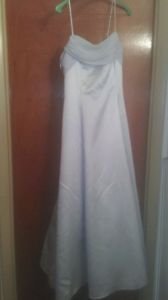 Betsy & Adam Full length Light Blue Satin sz 10  formal party prom dress