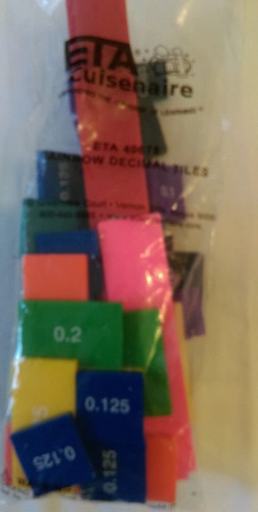 ETA CUISENAIRE decimal TILES SET 51 PLASTIC, MATH, MANIPULATIVE MULTI-COLOR