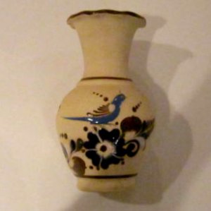 Mexican Tonala Pottery Bluebird Vase El Palomar Signed