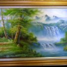Chinese Fengshui Art Painting Green Tree Of Life River