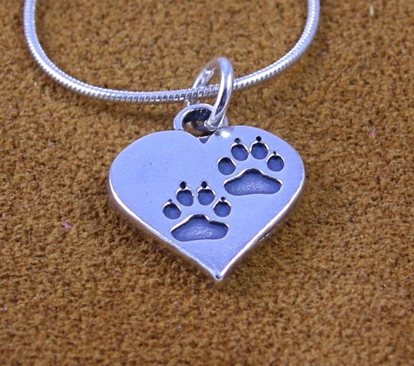 Paws on My Heart Necklace Canine K9 Puppy Dog Lover Keepsake Sterling ...