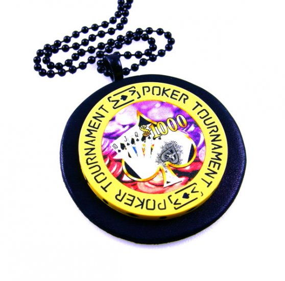 Mens Poker Chip Pendant Necklace Poker Tournament Lucky Las Vegas