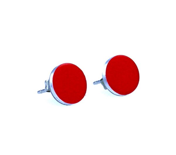 Classy Red Earrings for Guys Men Teens Women Unisex Red Flat Disc