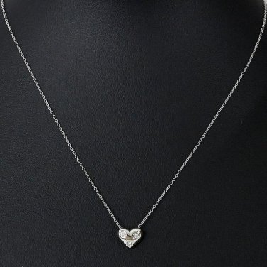 Tiffany Co Platinum 3 Diamond Etoile Heart Pendant Necklace
