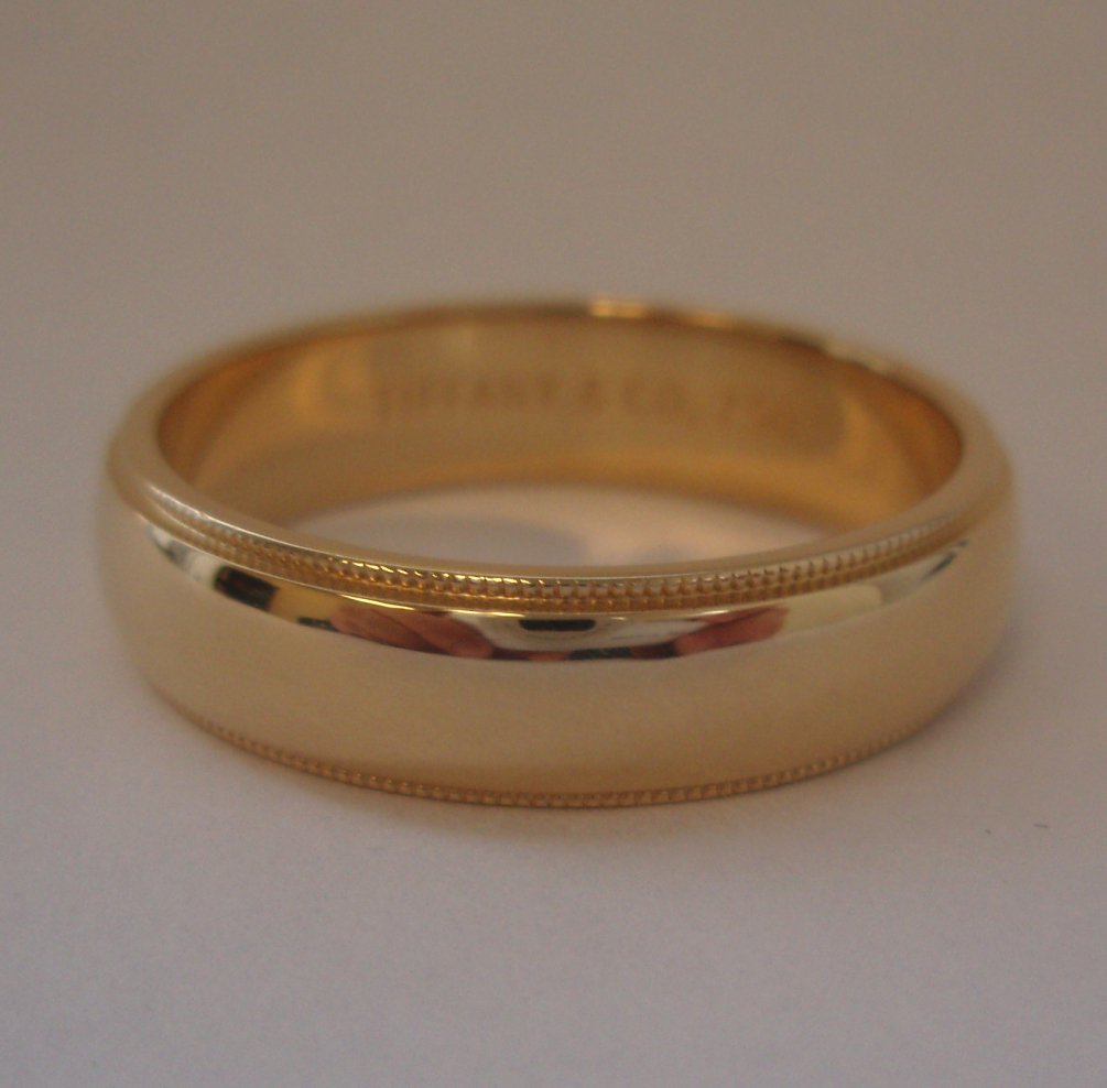 TIFFANY & Co. 18K Gold 6mm Milgrain Wedding Band Ring 12