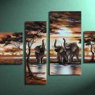 Huge modern abstract canvas art oil painting -Africa Elephants