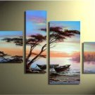 Large Modern abstract canvas art oil painting-Boats in Beach